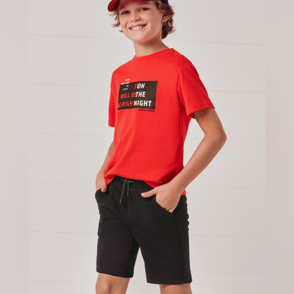 Size 14 Boys Mayoral Bright Red and Black Kids Tee Set